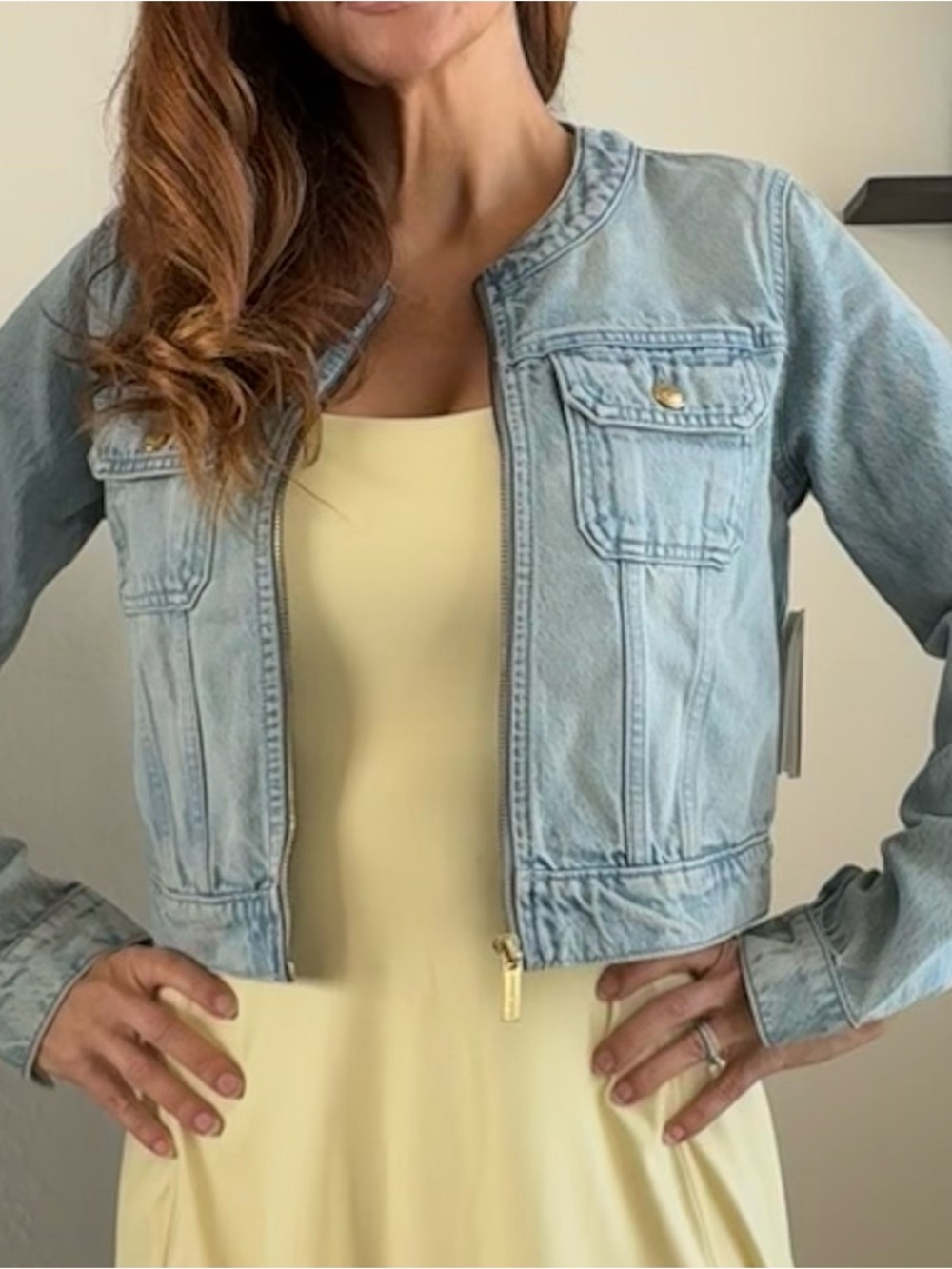 Michael Kors Light Blue Cropped Denim Jacket